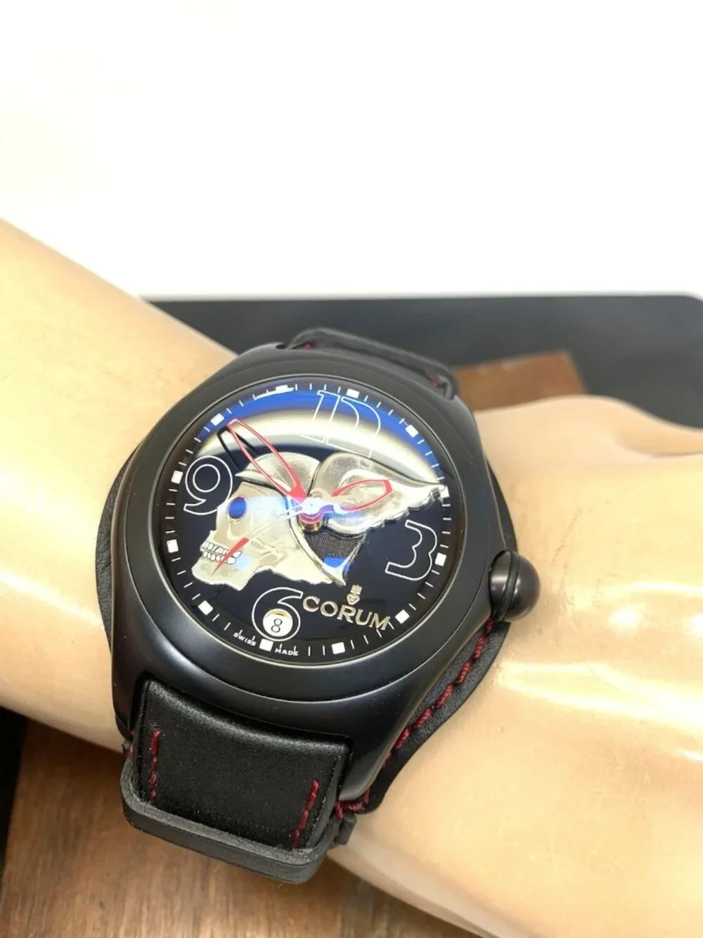 Corum Men's Watch Bubble Night Flyer 082.150.45 Swiss Automatic Black Leather
